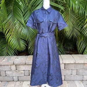 Rickie Freeman for Teri Jon Navy Jacquard Shirtdress NWT